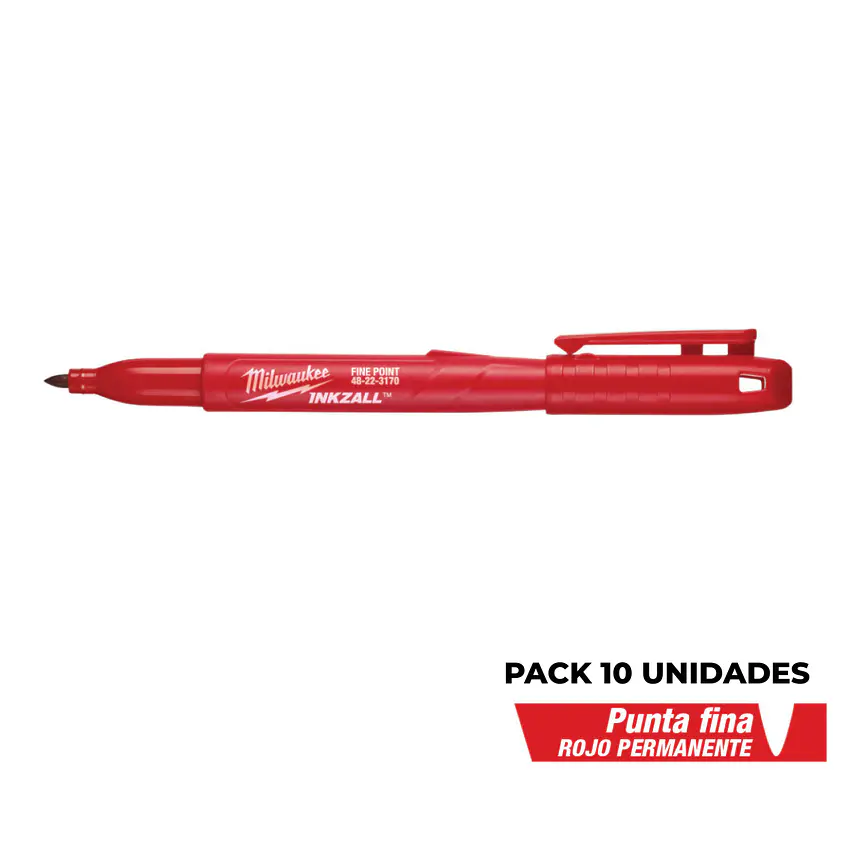 Milwaukee 10 Marcadores Permanentes Inkzall Punta Fina Rojo 2