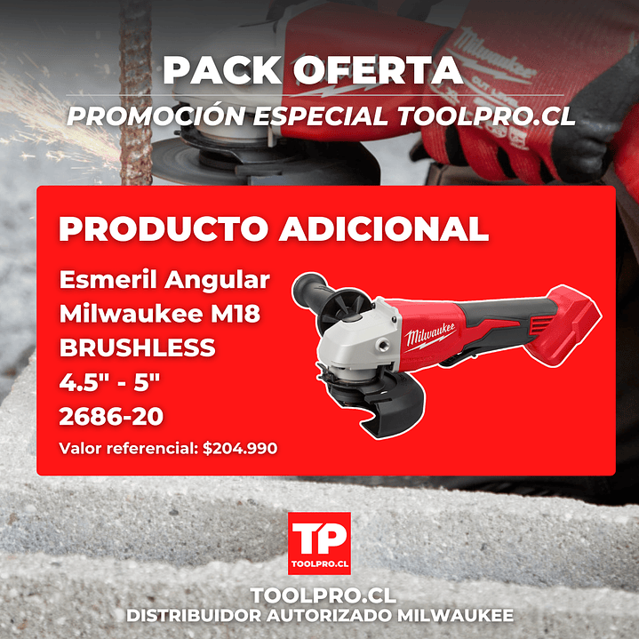 Milwaukee Kit Taladro + Atornillador de Impacto M18 Brushless + Esmeril 2