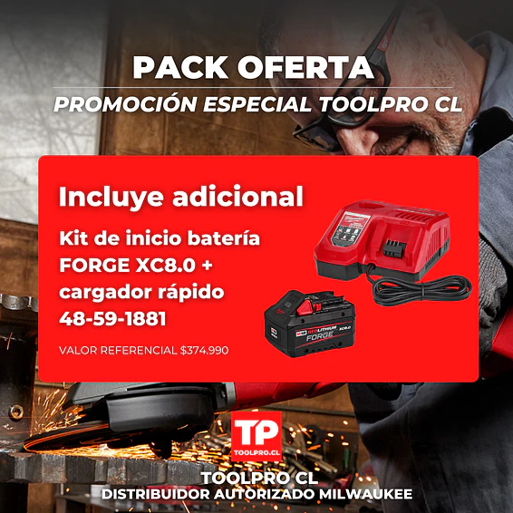 Esmeril Milwaukee Grande 7 - 9 Pulgadas M18 Fuel 2785-20 + Kit Batería Forge 2