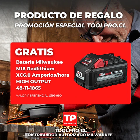 Esmeril Milwaukee M18 FUEL 4.5 a 6" Con Bloqueo de Switch 3671-20 + Batería