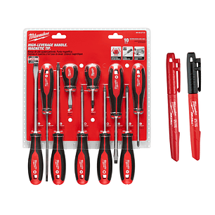 Milwaukee Set 10 Destornilladores Manuales Magnéticos 48-22-2710