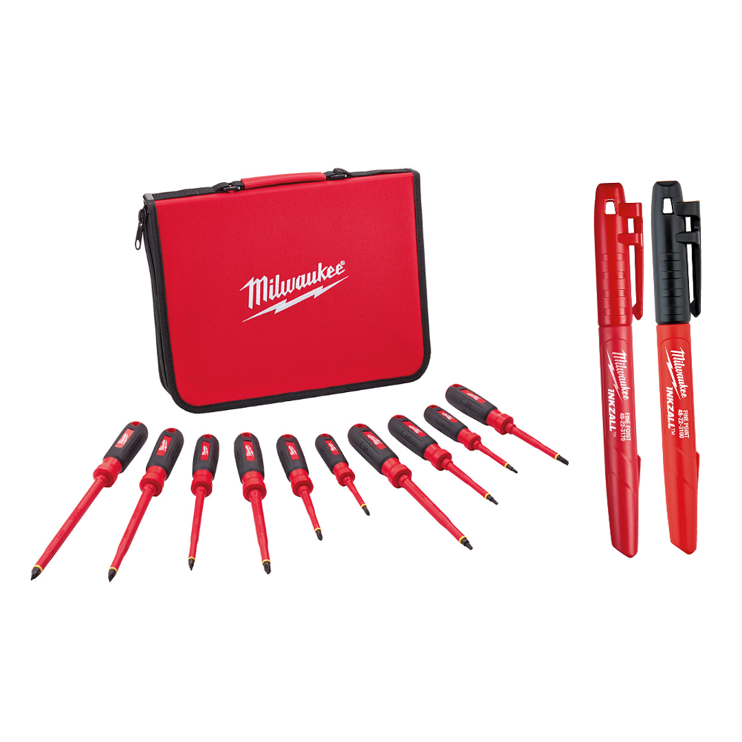Milwaukee Set 10 Destornilladores Aislados 1000 V Con Estuche 48-22-2210 1