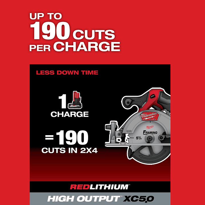 Milwaukee Sierra Circular 5-3/8 M12 Fuel 2521-20 + Batería 5 Ah 13