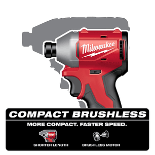 Milwaukee Kit Atornillador de Impacto Compacto M18 Brushless 3650-20