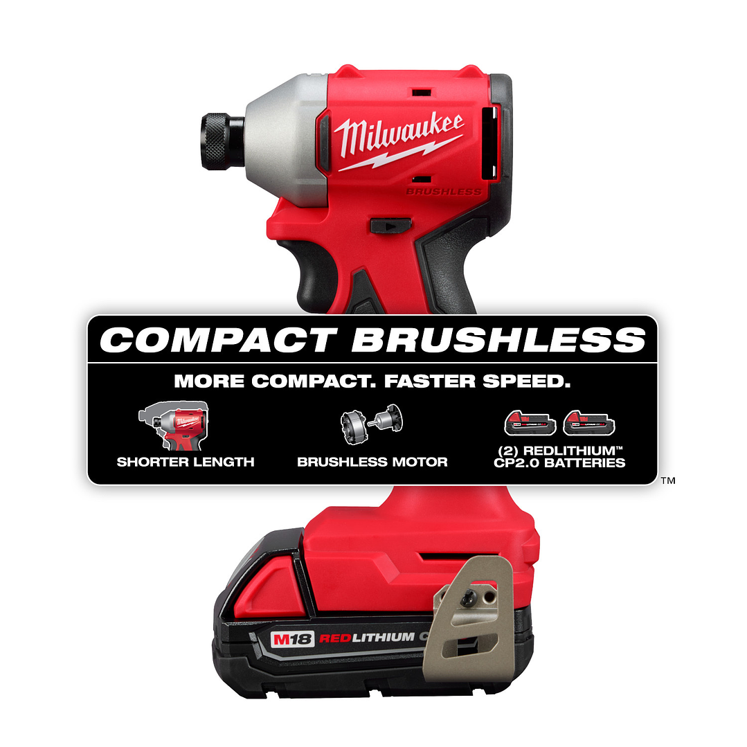 Milwaukee Kit Atornillador de Impacto Compacto M18 Brushless 3650-20 14