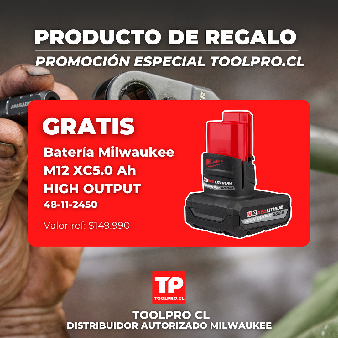 Milwaukee Chicharra Extendida M12 Fuel Insider 3050-20 + Batería 5 Ah 2