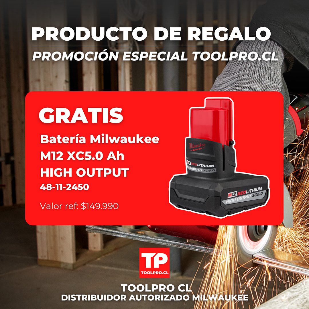Milwaukee Herramienta De Corte M12 Fuel Mini Esmeril 2522-20 + Batería 5 Ah 2