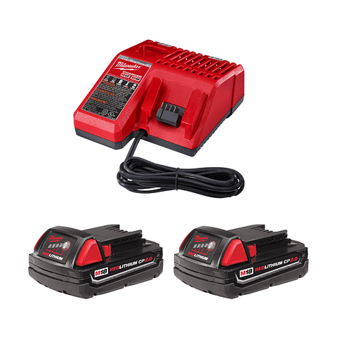 Pack 2 Baterías Milwaukee M18 CP 2 Amperios + Cargador 220v