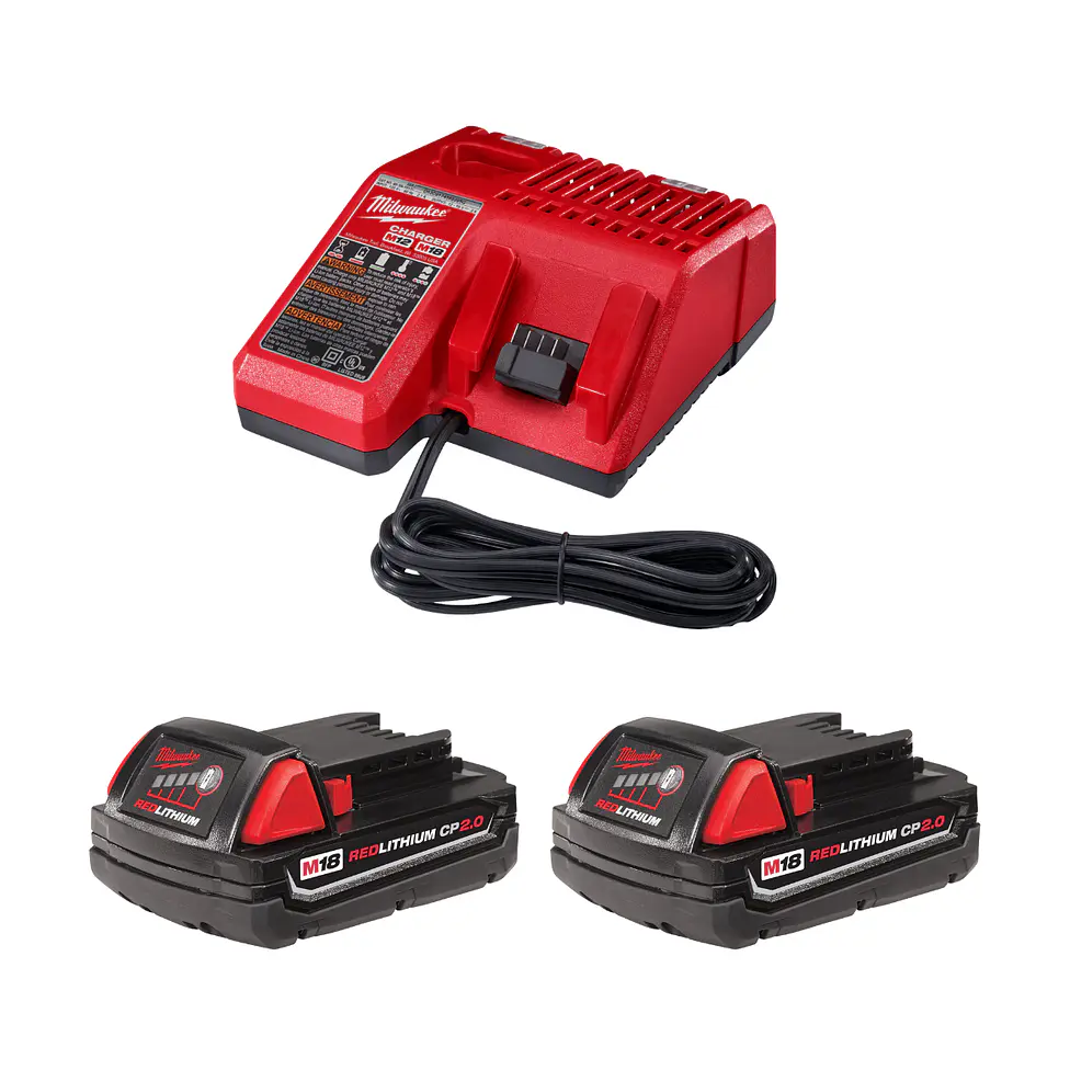 Pack 2 Baterías Milwaukee M18 CP 2 Amperios + Cargador 220v 1