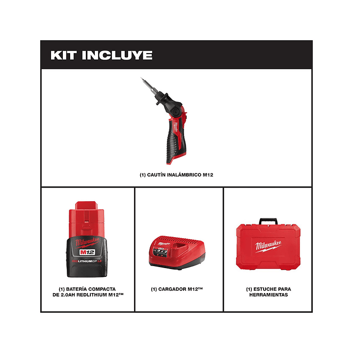 Kit Cautín Inalámbrico Milwaukee M12 Con Maleta 2488-21 2