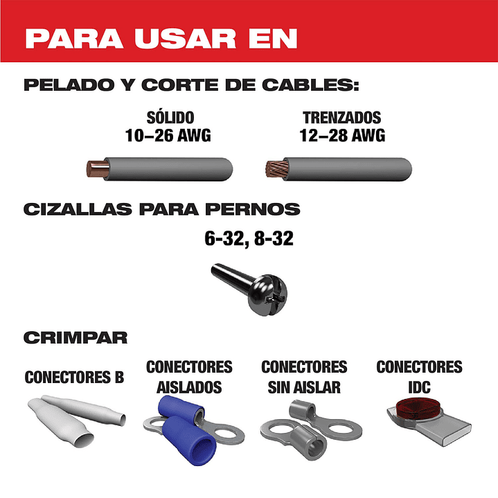 Pelacable Cortador Milwaukee 10 - 28 Awg Reforzado 48-22-3052 7