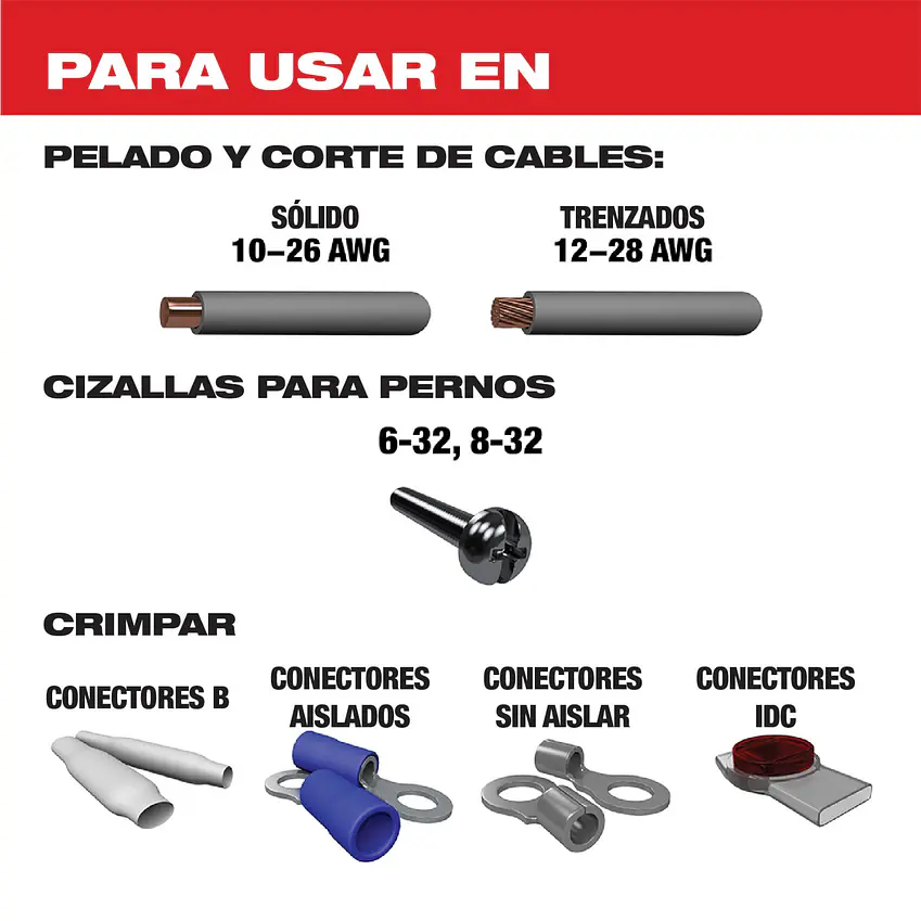 Pelacable Cortador Milwaukee 10 - 28 Awg Reforzado 48-22-3052 7