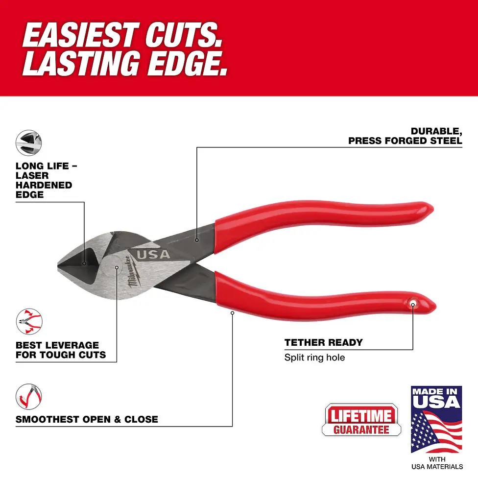 Alicate Corte Diagonal Milwaukee 6 Pulgadas Hecho En USA Mt506 6