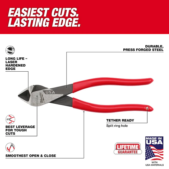 Alicate Corte Diagonal Milwaukee 8 Pulgadas Hecho En Usa MT508 6