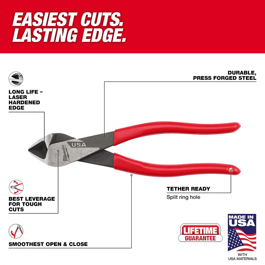 Alicate Corte Diagonal Milwaukee 8 Pulgadas Hecho En Usa MT508 6