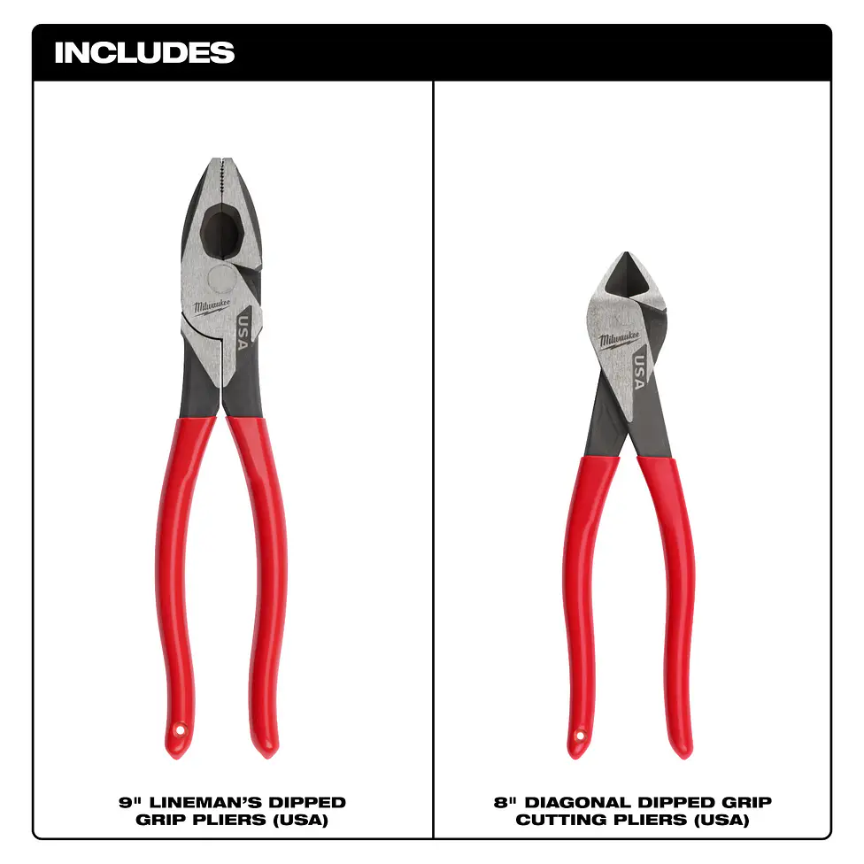 Pack 2 Alicates Milwaukee Universal + Cortante Hechos En Usa MT500-2 4