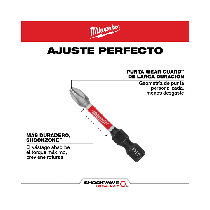 Set Puntas Y Brocas Milwaukee Shockwave 50 Piezas 48-32-4013 11