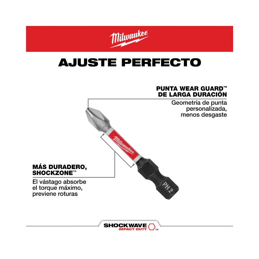 Set Puntas Y Brocas Milwaukee Shockwave 50 Piezas 48-32-4013 11