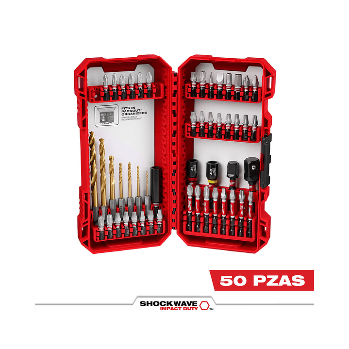 Set Puntas Y Brocas Milwaukee Shockwave 50 Piezas 48-32-4013 3