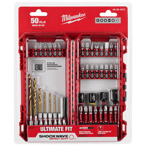 Set Puntas Y Brocas Milwaukee Shockwave 50 Piezas 48-32-4013