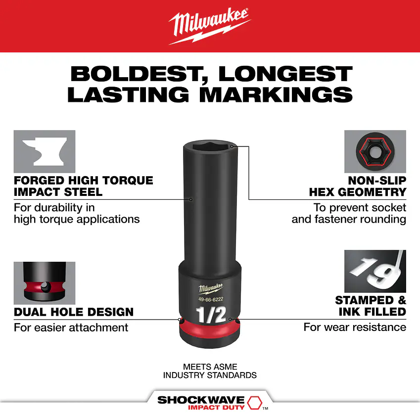 Set Dados De Impacto 3/8 Métricos 43 Piezas Milwaukee 49-66-7009 9