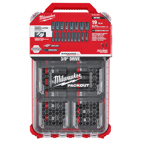 Juego 19 Dados De Impacto Métricos 3/8" Packout Milwaukee 49-66-6801