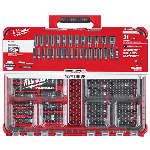 Juego 31 Dados De Impacto 1/2 Métricos Packout Milwaukee 49-66-6806