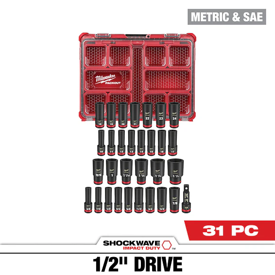 Juego 31 Dados De Impacto 1/2 Métricos Packout Milwaukee 49-66-6806 5