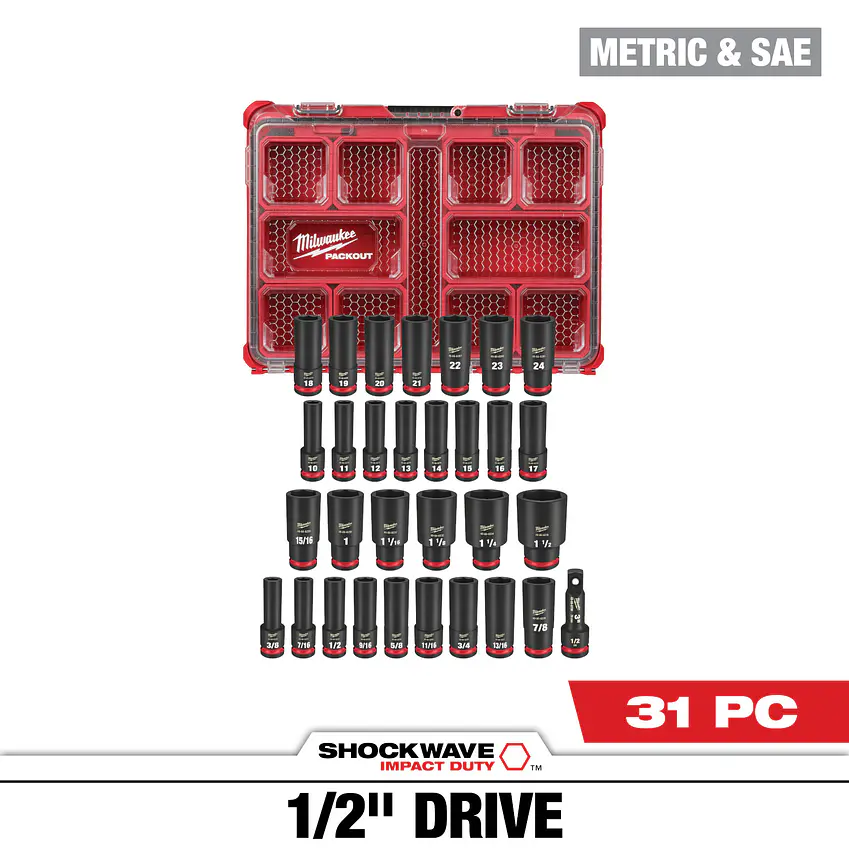Juego 31 Dados De Impacto 1/2 Métricos Packout Milwaukee 49-66-6806 5