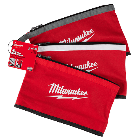 Estuche Con Cierre Milwaukee Heavy Duty Resistente - Pack 3 unidades 48-22-8193