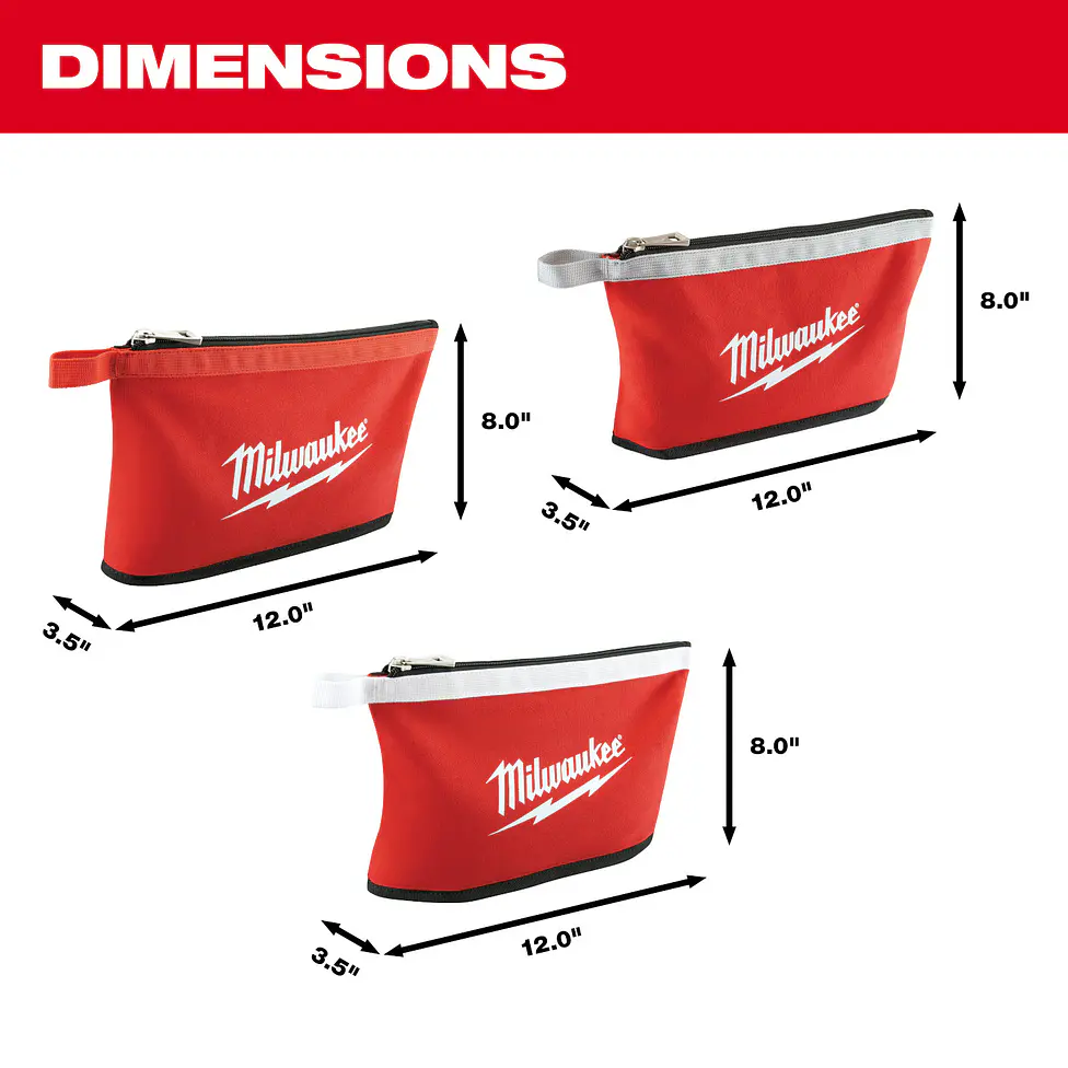 Estuche Con Cierre Milwaukee Heavy Duty Resistente - Pack 3 unidades 48-22-8193 7