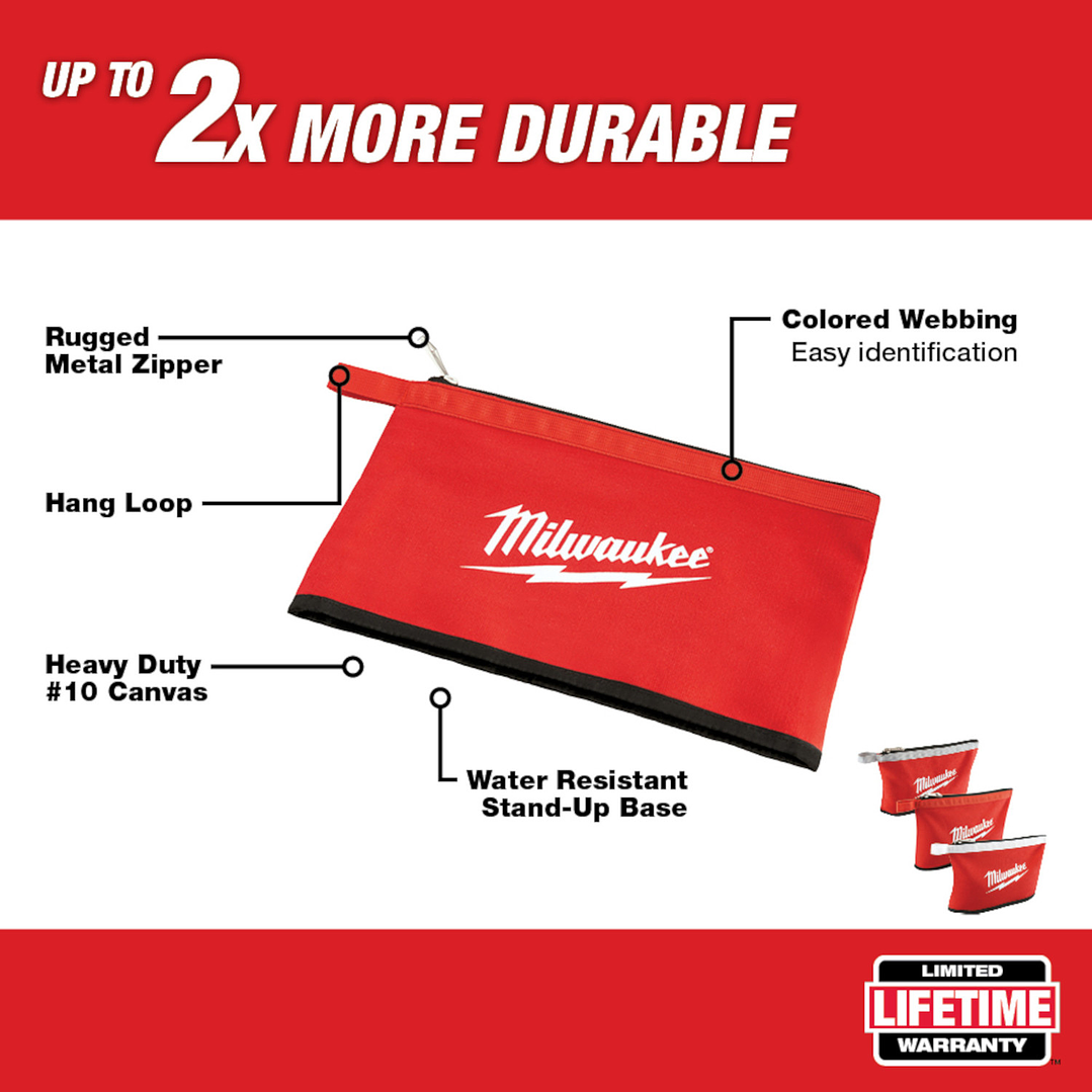 Estuche Con Cierre Milwaukee Heavy Duty Resistente - Pack 3 unidades 48-22-8193 8