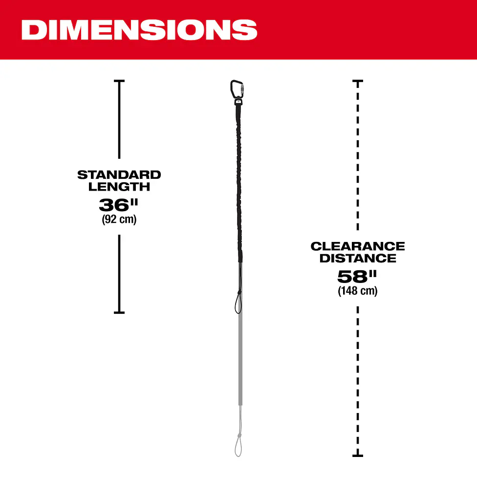 Correa de Seguridad Para Herramientas 91 cm - 6.8Kg Con Mosquetón Milwaukee 48-22-8815 9