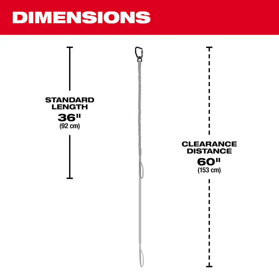 Correa de Seguridad Para Herramientas 91 cm - 15.8Kg Con Mosquetón Milwaukee 48-22-8850 4