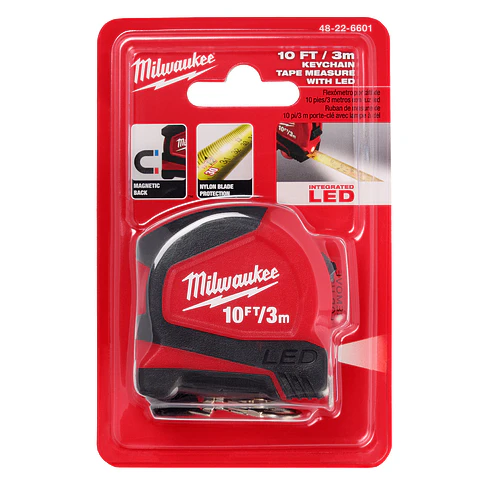 Huincha De Medir Milwaukee 3 Metros Tipo Llavero Con Luz Led 48-22-6601 2