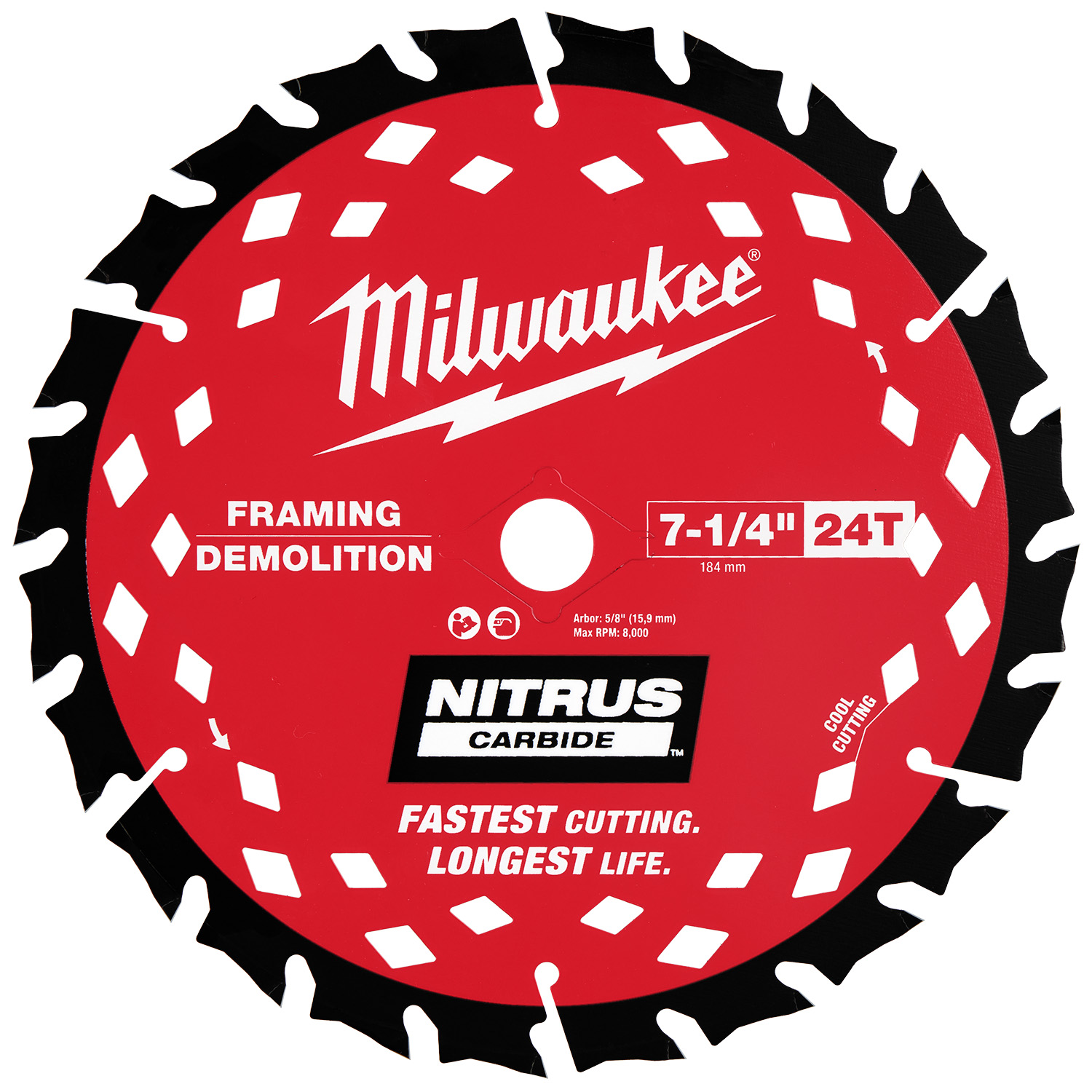 Disco De Corte Maderas Con Clavos Milwaukee Nitrus 7-1/4" 48-41-0750
