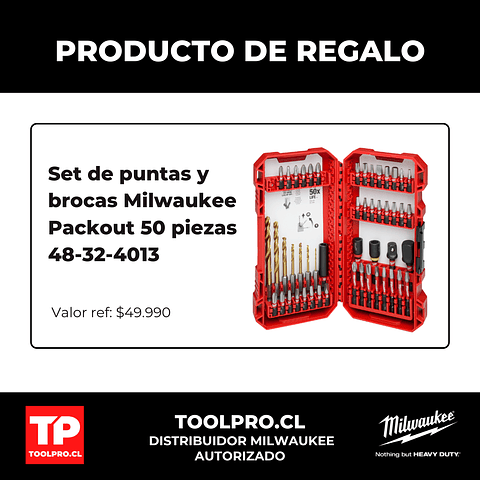 Atornillador de Impacto Milwaukee M18 FUEL 4ta Gen 2953-20 + Set de puntas 50 Pzs