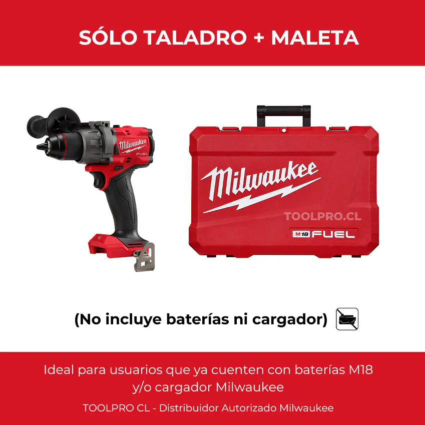 Taladro Percutor Milwaukee M18 Fuel 4ta Generación 2904-20 + Maleta 3