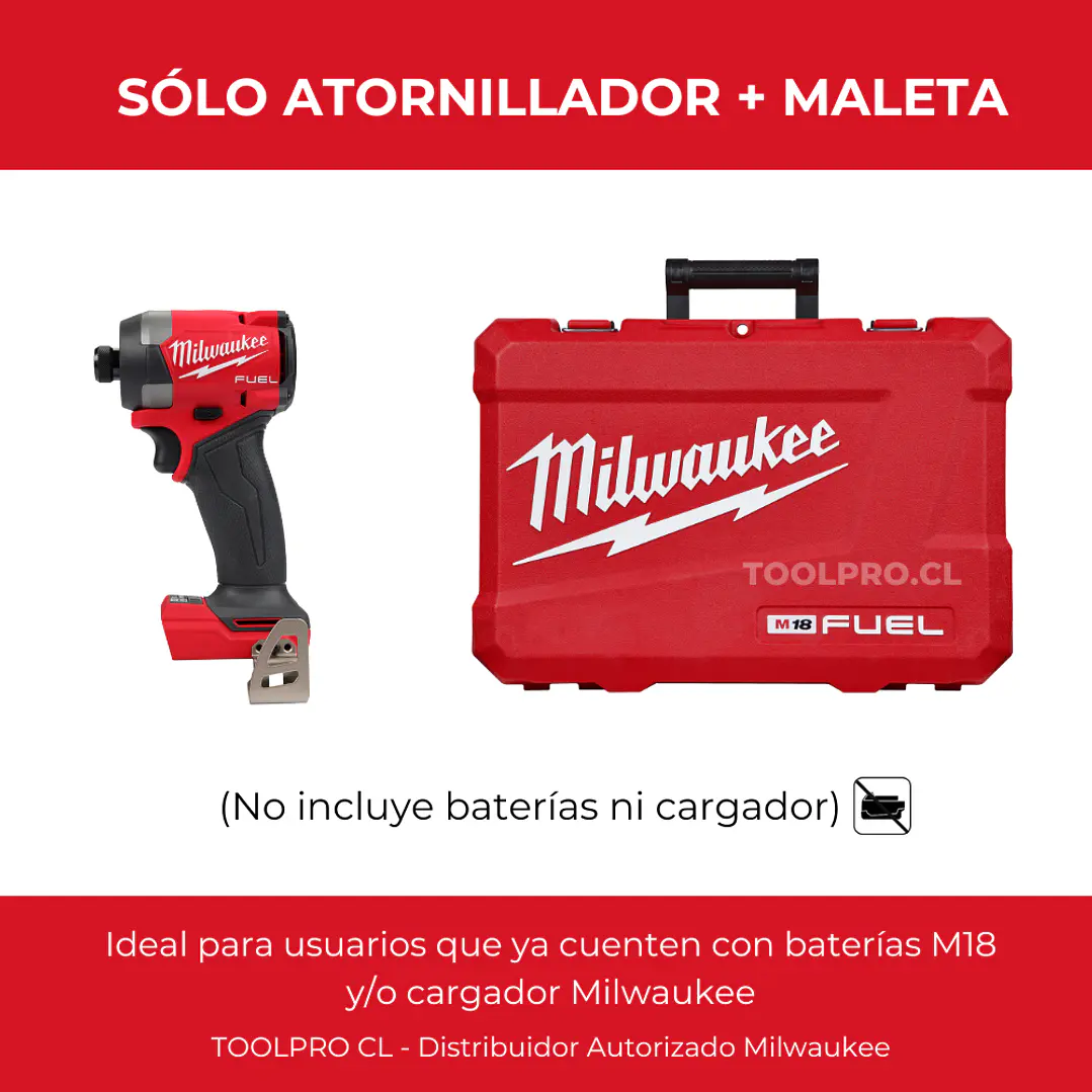 Atornillador de Impacto Milwaukee M18 Fuel 4ta Gen 2953-20 + Maleta 2
