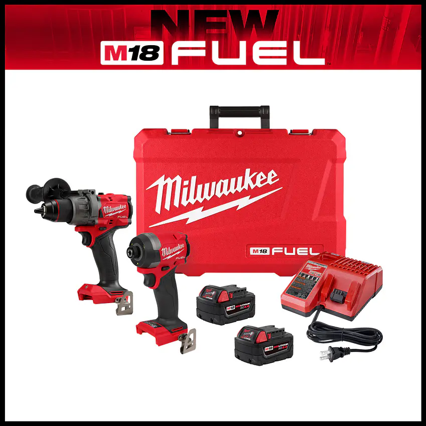 Kit Taladro y Atornillador Milwaukee M18 Fuel 4ta Gen 3697-22 + Inflador Neumáticos 4