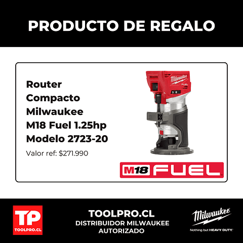 Kit Taladro y Atornillador Milwaukee M18 Fuel 4ta Gen 3697-22 + Router