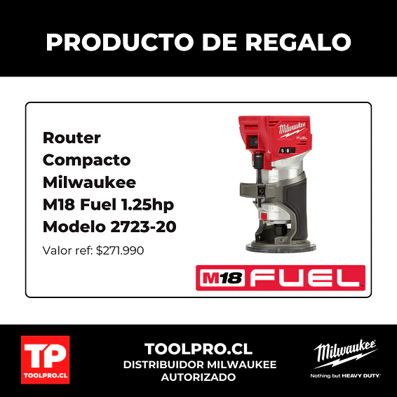 Kit Taladro y Atornillador Milwaukee M18 Fuel 4ta Gen 3697-22 + Router 2