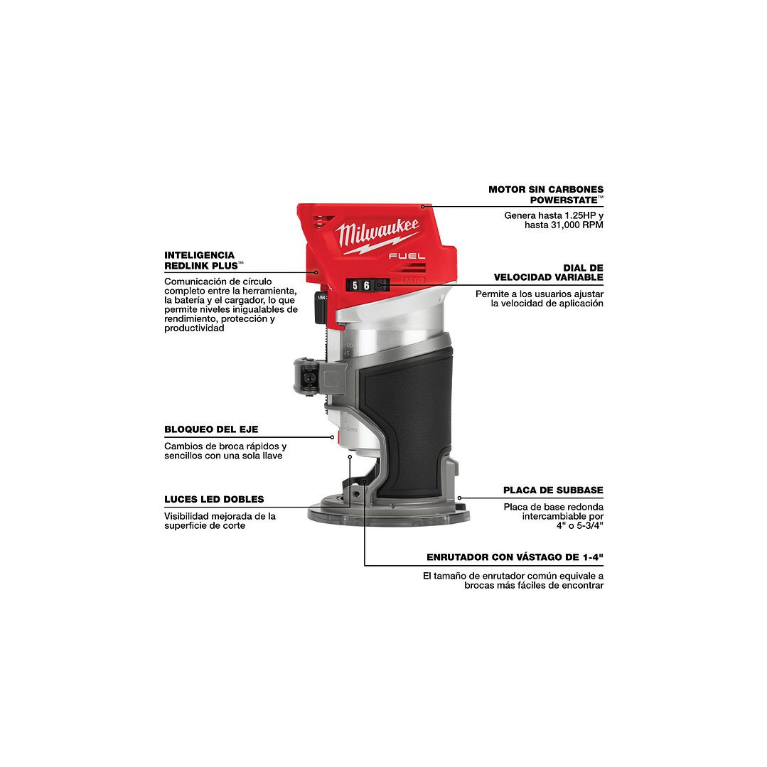 Kit Taladro y Atornillador Milwaukee M18 Fuel 4ta Gen 3697-22 + Router 18