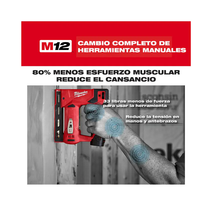 Engrapadora De Corona 10mm (3/8) Milwaukee M12 2447-20 + Batería 2Ah 6