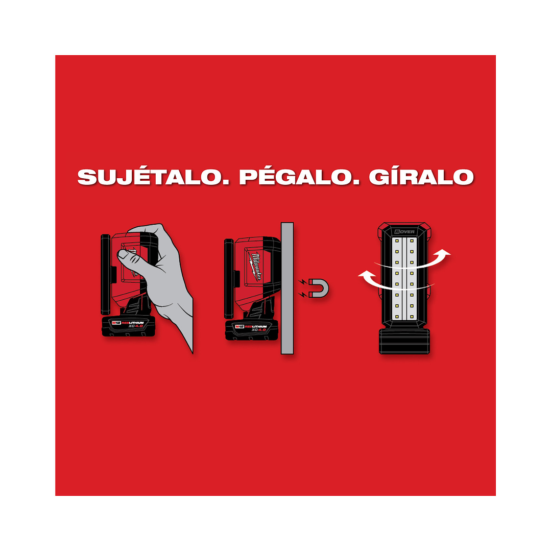 Foco Led Magnético 700 Lúmenes Milwaukee M12 Rover 2367-20 + Batería 2Ah 7