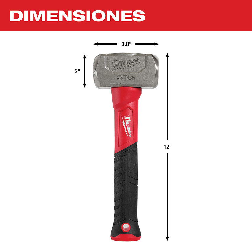 Combo Mazo Milwaukee 3 Libras Acero Forjado 48-22-9310 11