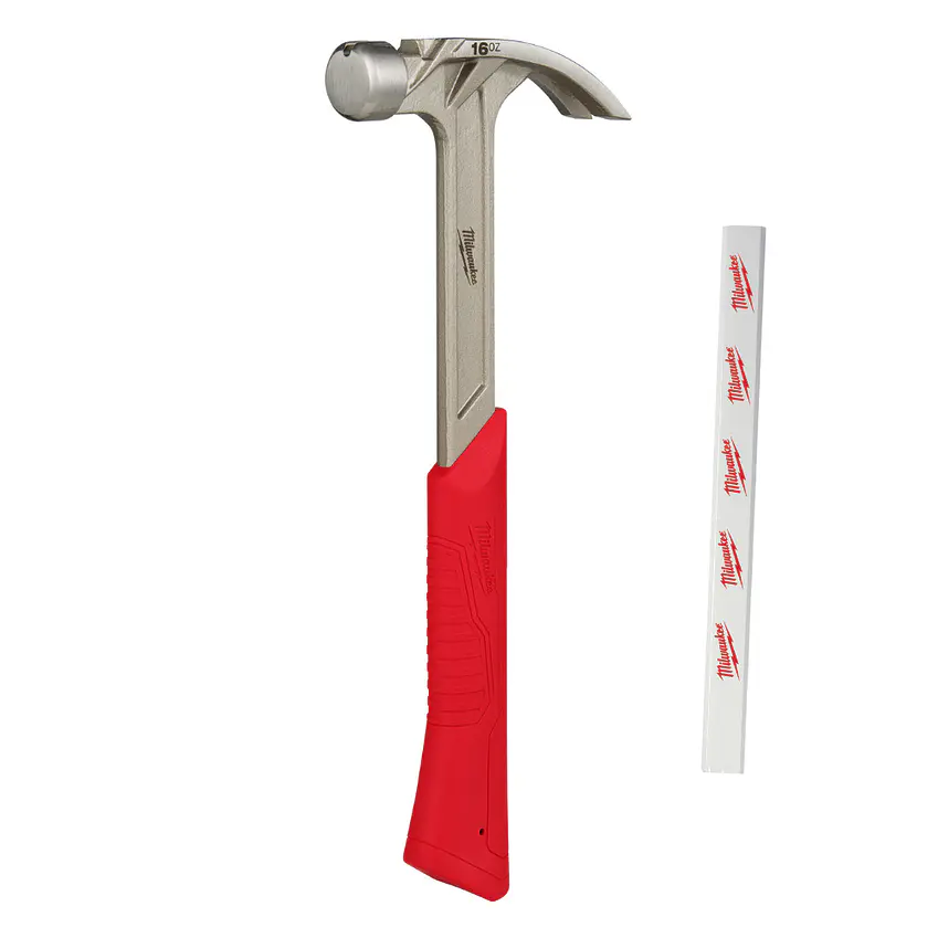 Martillo Carpintero Milwaukee 16 Onzas Cara Lisa Garra Curva 48-22-9018  1
