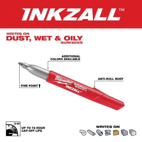 Pack 2 Marcadores Metálicos Milwaukee Inkzall Punta Fina 48-22-3123 4