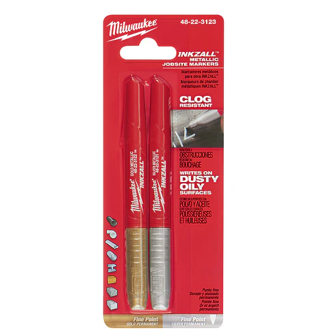 Pack 2 Marcadores Metálicos Milwaukee Inkzall Punta Fina 48-22-3123 3