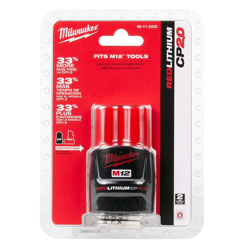 Batería Milwaukee M12 CP 2.0 Amperios Sellada 48-11-2420 2